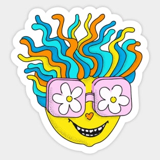 Happy Hippie Groovy Funny Retro Rainbow Character Sticker